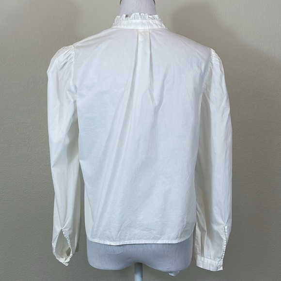 Nation 100% cotton ivory long sleeve cropped button down shirt size small - Picture 4 of 7
